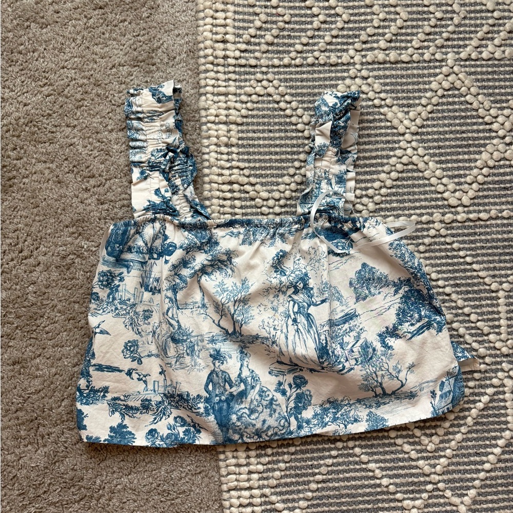 & Other Stories Blue and White Patterned Top